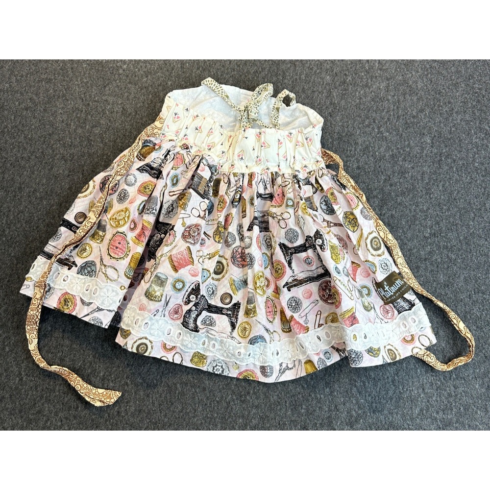 Matilda Jane Platinum Halter Sundress Sewing Print Eyelet Lace Dress Size 8 EUC - Picture 13 of 14